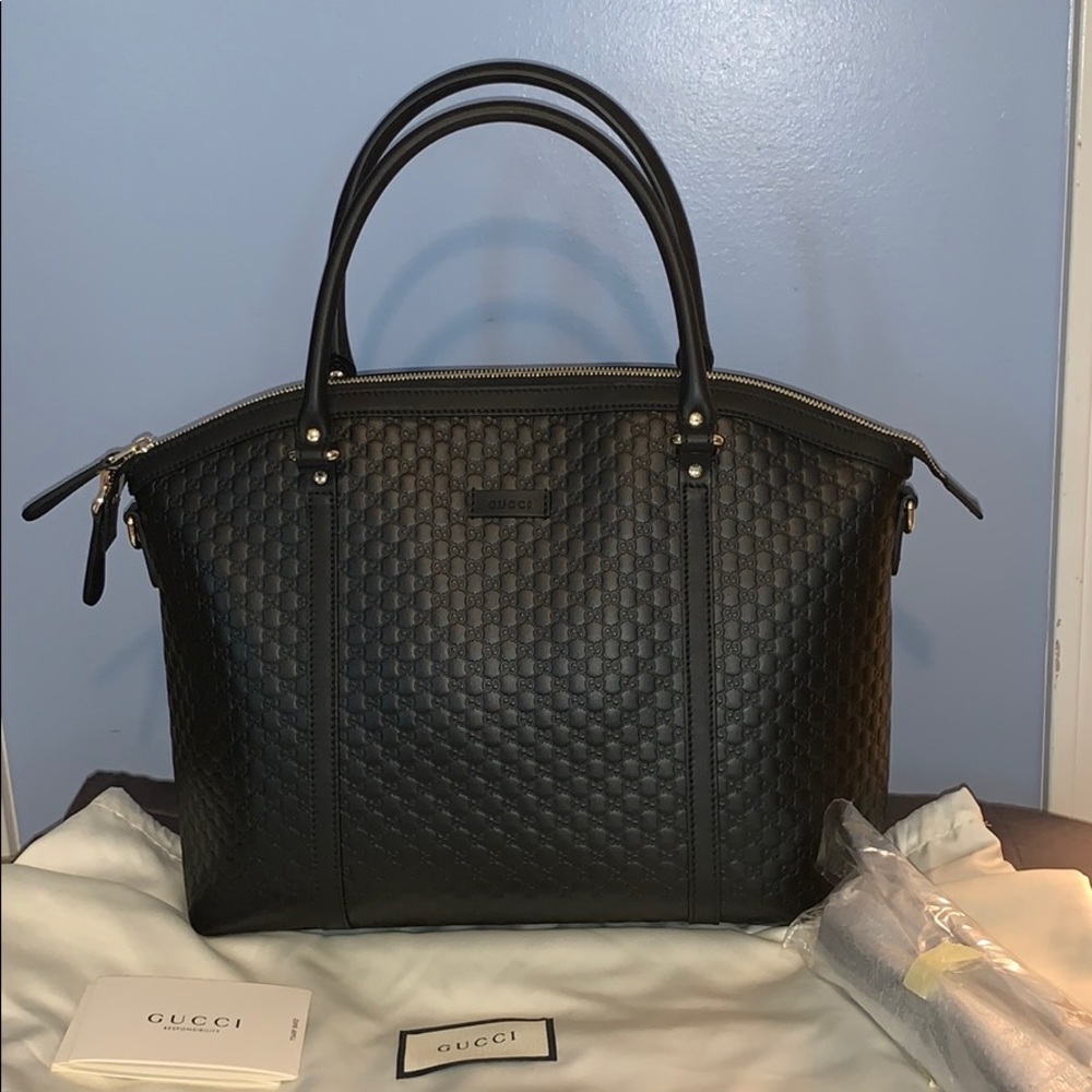 New Gucci Micro Guccisimma tote cross body bag